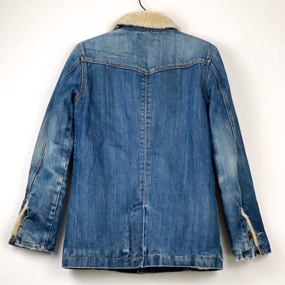 Y2K Earl Jean sherpa jacket Gilmore Girls style vintage denim jacket, size small - Picture 11 of 12